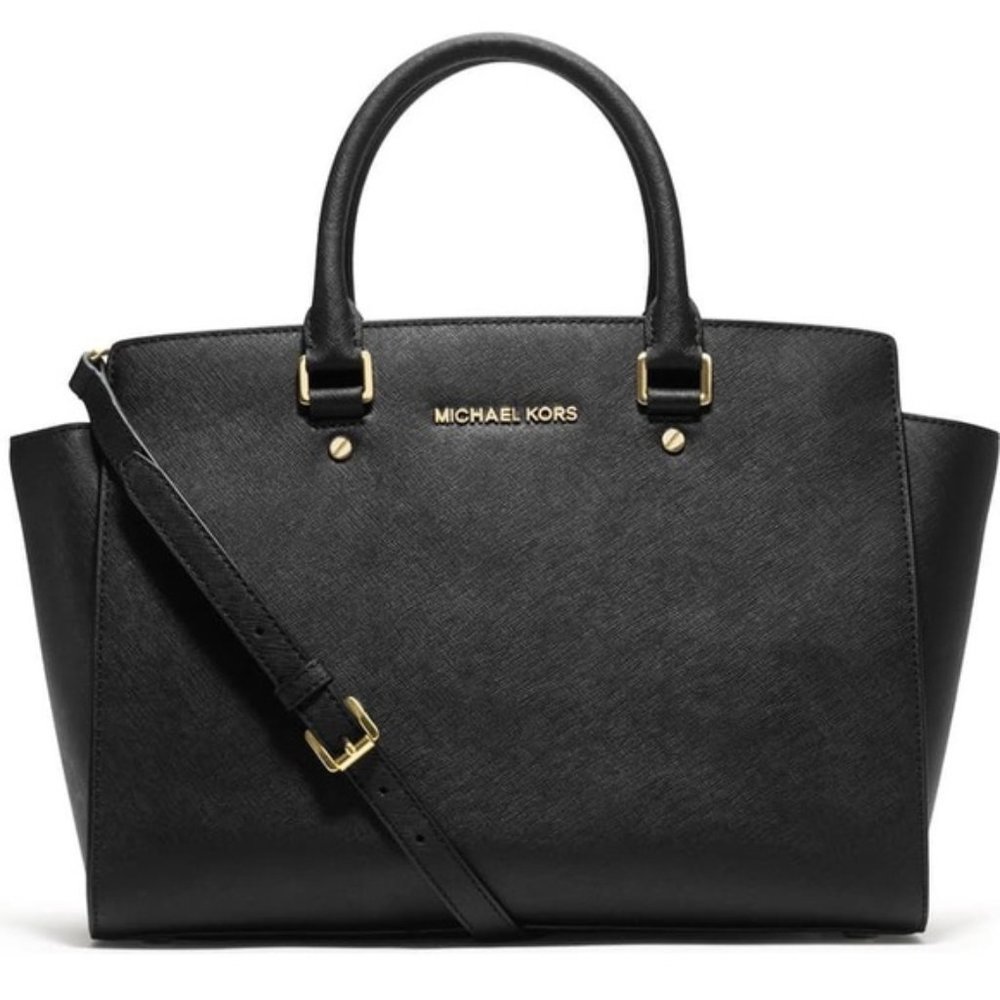 Michael Kors Large Selma Zip-Top Satchel (Black)